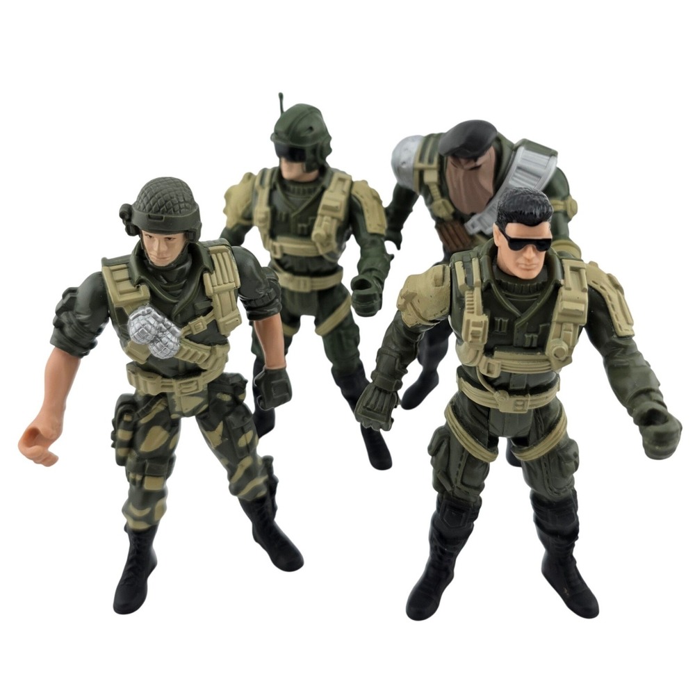 Chap Mei Military Action Figures Tactical Soldier Set 4pc 4in EXCELLENT Retro